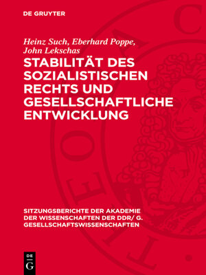 cover image of Stabilität des sozialistischen Rechts und gesellschaftliche Entwicklung
